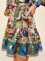 Casual Graffiti Evergreen Printing Mini Dress Newgew Dresses