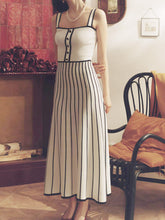 Striped Colorblock Knit Spaghetti Strap Midi Dress Newgew Dresses
