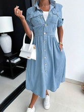 Collar Buttoned Slim Fit Denim Dress Newgew Dresses