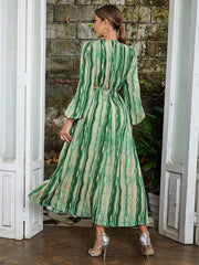 V-Neck Floral Lantern Sleeve Dress Newgew Dresses