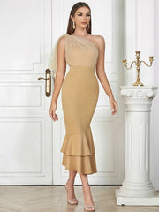 One-Shoulder Mesh Backless Dress Newgew Dresses