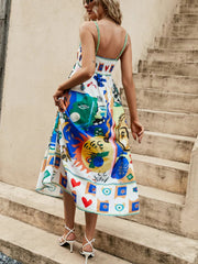 Printed Sleeveless Vacay Dress Newgew Dresses