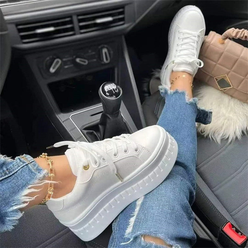 Fashion Casual Patchwork Frenulum Solid Color Round Comfortable Flats Shoes NewGew
