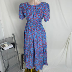 Floral Print Fitted Waist Long Dress PinTow
