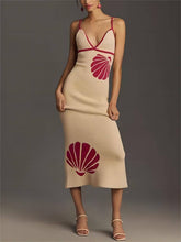 Knitted Suspender Halterneck V-Neck Backless Midi Dress Newgew Dresses