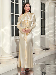 Long Sleeve Off-Shoulder Tie Dress Newgew Dresses