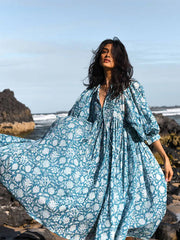 Floral Balloon Sleeve Midi Dress Newgew Dresses
