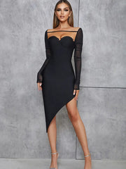 Bandage High Collar Mesh Dress Newgew Dresses