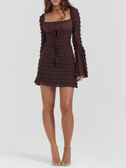 Rich Brown Lace Mini Dress Newgew Dresses