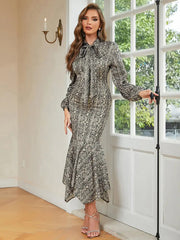 Retro Round Neck Print Dress Newgew Dresses