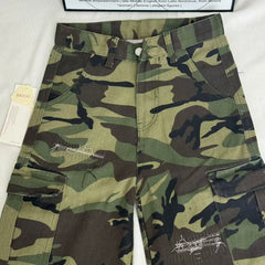 Washed Distressed Camouflage Shorts PinTow