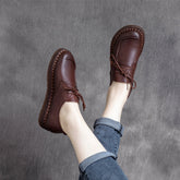 Women Retro Cowhide Handmade Soft Casual Shoes Newgew Shoes