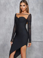 Bandage High Collar Mesh Dress Newgew Dresses