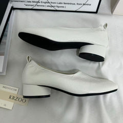 Retro Split-Toe Chunky Heeled Loafers PinTow