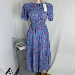 Floral Print Fitted Waist Long Dress PinTow