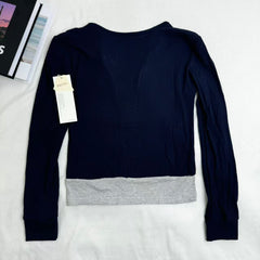 Color-Blocked Faux Two-Piece Long-Sleeved Top PinTow