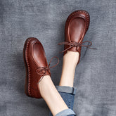 Women Retro Minimalist Leather Flat Casual Shoes Newgew Shoes