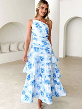 One-Shoulder Strappy Floral Print Dress Newgew Dresses