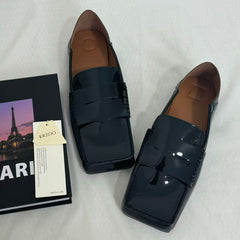 Slip-On Square-Toed Leather Shoes PinTow