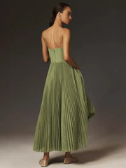 Bustier Pleated Tulle Fit & Flare Midi Dress Newgew Dresses