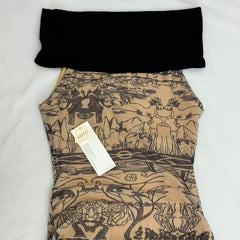 Retro-Print Off-The-Shoulder Ppatchwork Dress PinTow