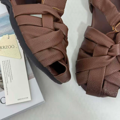 Hand-Woven Top-Grain Leather Sandals PinTow