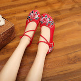 Women's Ethnic Style Beef Tendon Bottom Height Canvas Shoes Newgew