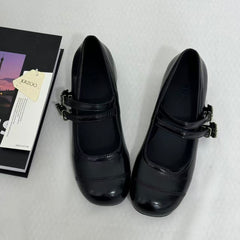 Retro-Style Color-Block Low-Cut Mary Janes PinTow