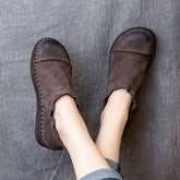 Women Autumn Retro Cowhide Soft Flat Shoes Newgew Shoes