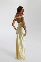 Off Shoulder Satin Maxi Dress Newgew Dresses