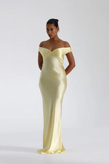 Off Shoulder Satin Maxi Dress Newgew Dresses