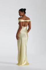 Off Shoulder Satin Maxi Dress Newgew Dresses