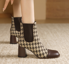 Devyn Plaid Vintage Handmade Chelsea Ankle Boots