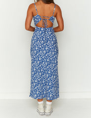 Delphine Blue Floral Midi Dress Newgew Dresses