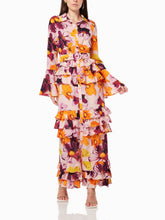 Floral Print Shirt Ruffle Cake Maxi Dress Newgew Dresses