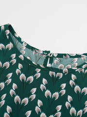 Floral Midi Dress Stretch Sash Jewel Neck Short Sleeves Bohemian Newgew Dresses