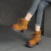 Women Autumn Retro Chunky Platform Combat Boots Newgew Shoes