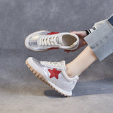 Women Retro Patchwork Leather Casual Training Shoes Newgew Shoes