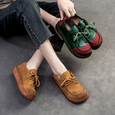 Women Retro Leather Flat Soft Casual Shoes Newgew Shoes