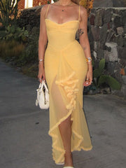 Apricot Ruffled Front Gown Newgew Dresses