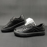 Men Solid Minimalist Leather Flat Casual Shoes Newgew Shoes
