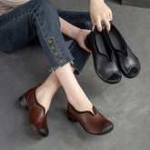 Women Retro Handcraft Patchwork Leather Casual Shoes Newgew Shoes