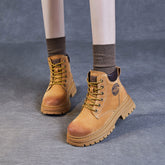Women Retro Classic Leather Hiking Work Boots Newgew Shoes