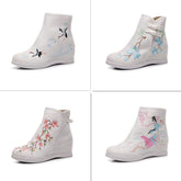 Ethnic Style Embroidered Height Increasing Insole Canvas Shoes Newgew