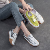 Women Fashion Color Matching Leather Casual Shoes Newgew Shoes
