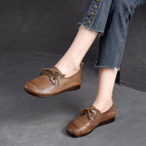 Women Retro Soft Leather Flat Casual Shoes Newgew Shoes