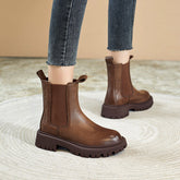 Women Retro Figured Leather Patchwork Casual Boots Newgew Shoes
