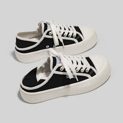 Cool Durable Classic Women's Thick-soled Two-step Canvas Shoes Newgew