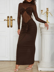 High Collar Sheer Fitted Dress Newgew Dresses