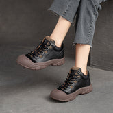 Women Retro Leather Thick Soled Causal Shoes Newgew Shoes